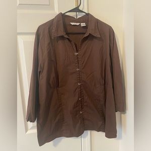 Vintage Quizz Plus Size 3/4 Length Long Sleeve Shirt w/ Clamp Buttons Sz 22